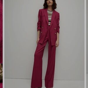 Veronica Beard Fuchsia linen Blazer and Pants Set